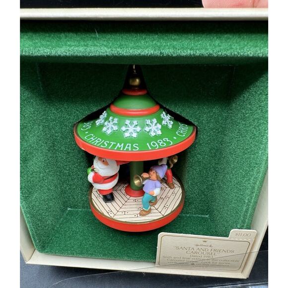 New Hallmark Keepsake 1983 Santa And Friends Carousel Ornament Original Box 29D - Picture 7 of 8